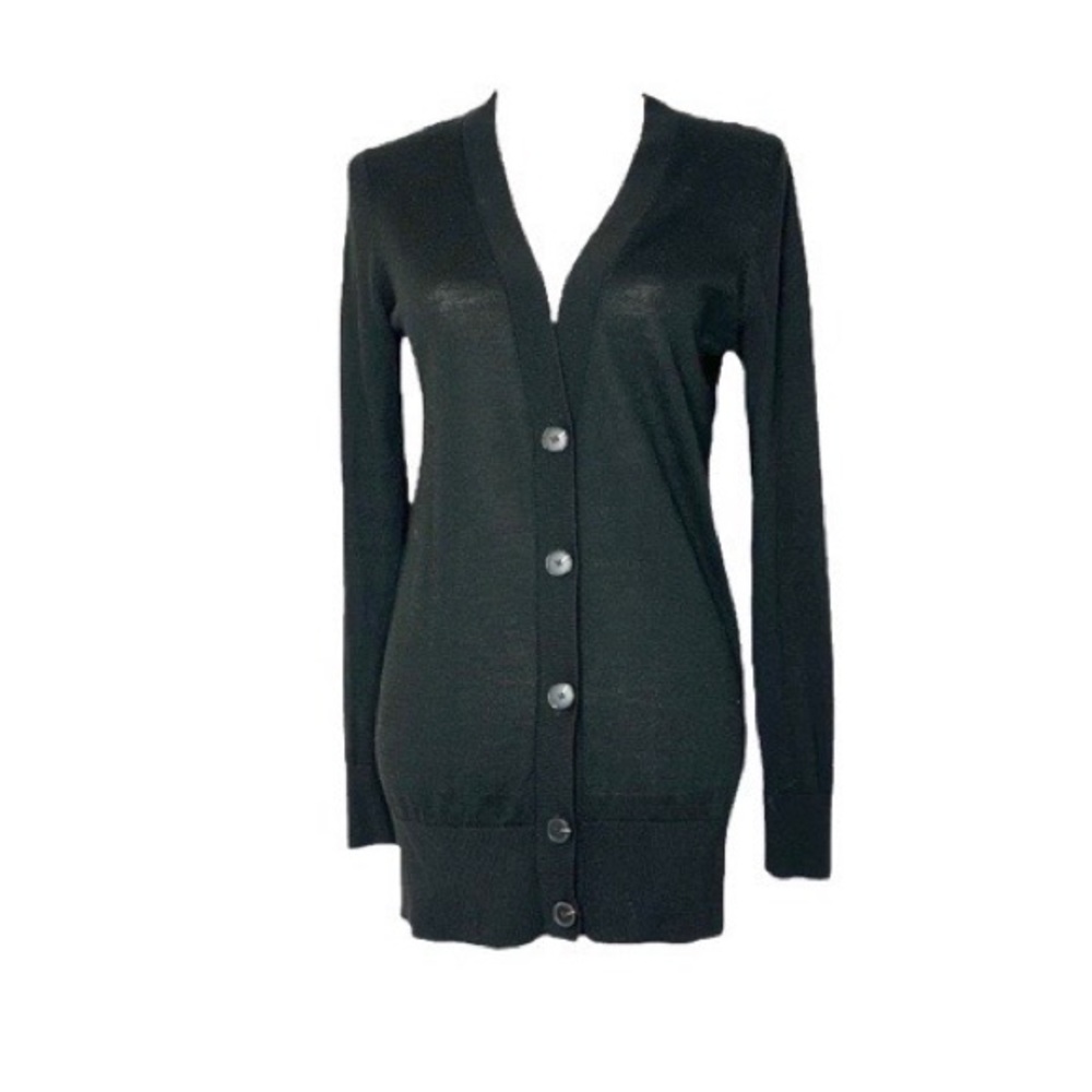 Ann Taylor LOFT Wool-Blend Button Down Cardigan Black Size Small
